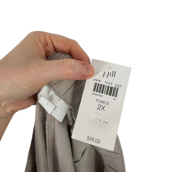 J Jill Pure Jill Seamed Wide Leg Pull On Pants Pumice Khaki Tencel Women Plus 2x - Picture 5 of 7